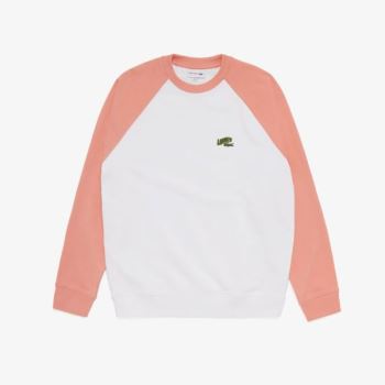 Lacoste Embroidered Logo Regular Fit Sweatshirt - Mikiny Pánské Bílé / Růžové | CZ-2MZGul